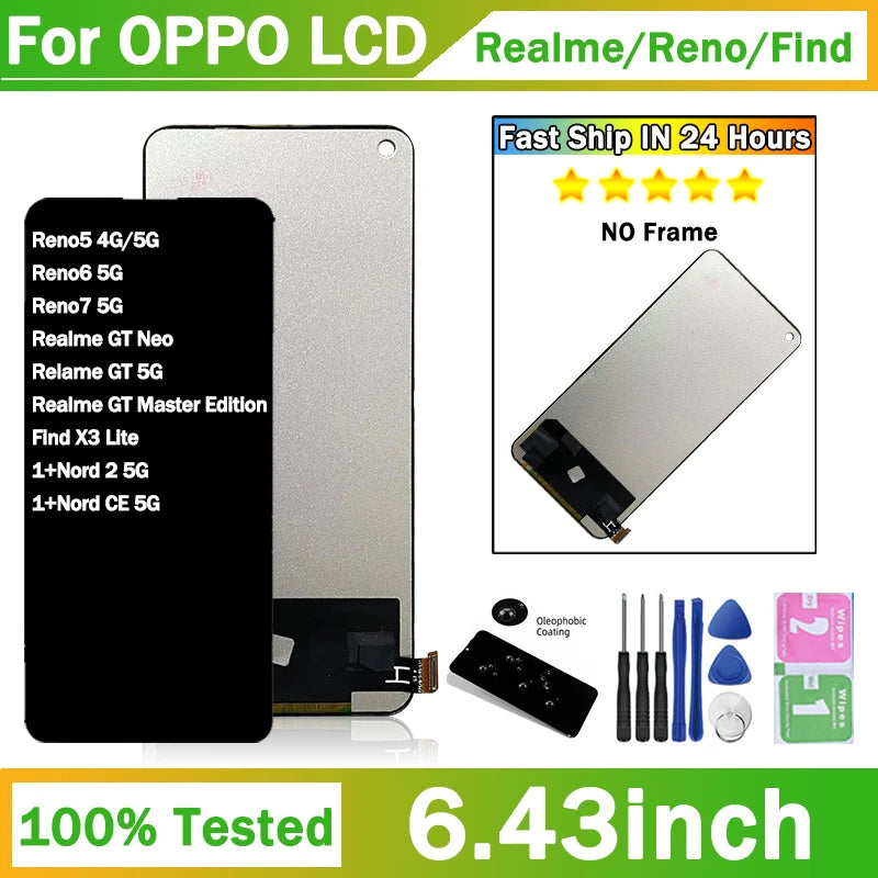 TFT For Oppo Reno 5 6 7 LCD X3 Lite Display Screen Touch Digitizer For Realme GT Neo/GT 5G/GT Mater Display 1+Nord 2/CE 5G Oppo phone repair parts Realme phone repair parts