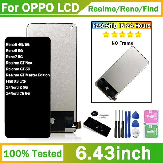 TFT For Oppo Reno 5 6 7 LCD X3 Lite Display Screen Touch Digitizer For Realme GT Neo/GT 5G/GT Mater Display 1+Nord 2/CE 5G Oppo phone repair parts Realme phone repair parts
