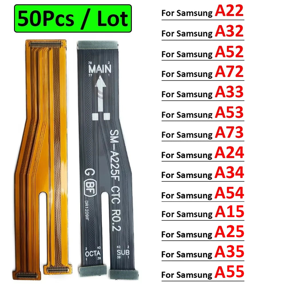 50Pcs, Main Board Connector Mainboard Flex Cable For Samsung A32 A52 A22 A72 A53 A33 A73 A24 A34 A54 A15 A25 A35 A55 4G 5G Samsung phone repair parts