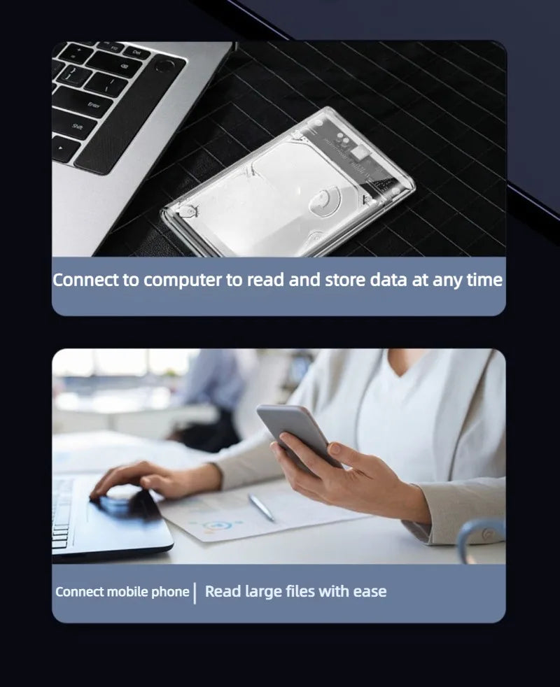 USB3.0 3.1 HDD Enclosure 2.5inch SATA SSD Hard Drive Case with 6Gbps Transfer Speed Mobile External Housing Harddisk Box typec Laptop Accessories