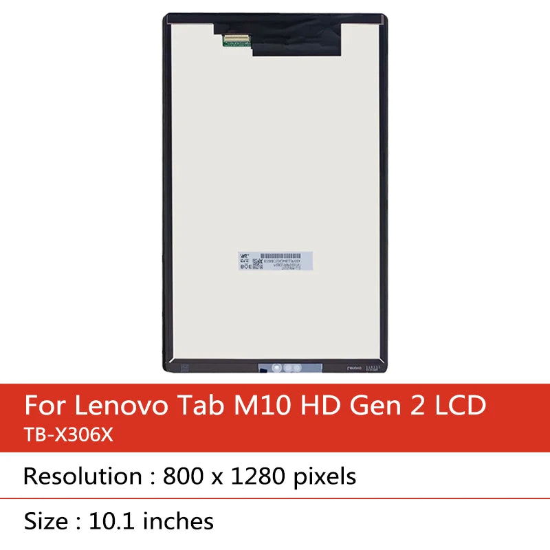 10.1"inch New For Lenovo Smart Tab M10 HD 2nd Gen X306 TB-X306X TB-X306F LCD Display Touch Screen Digitizer Assembly Replacement Tablet repair parts