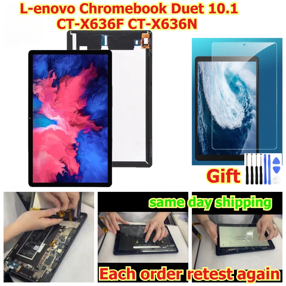 100% tested Tab touch display lcd screen for Lenovo Chromebook Duet 10.1 CT-X636F CT-X636N Digitizer assembly Lenovo tablet repair parts