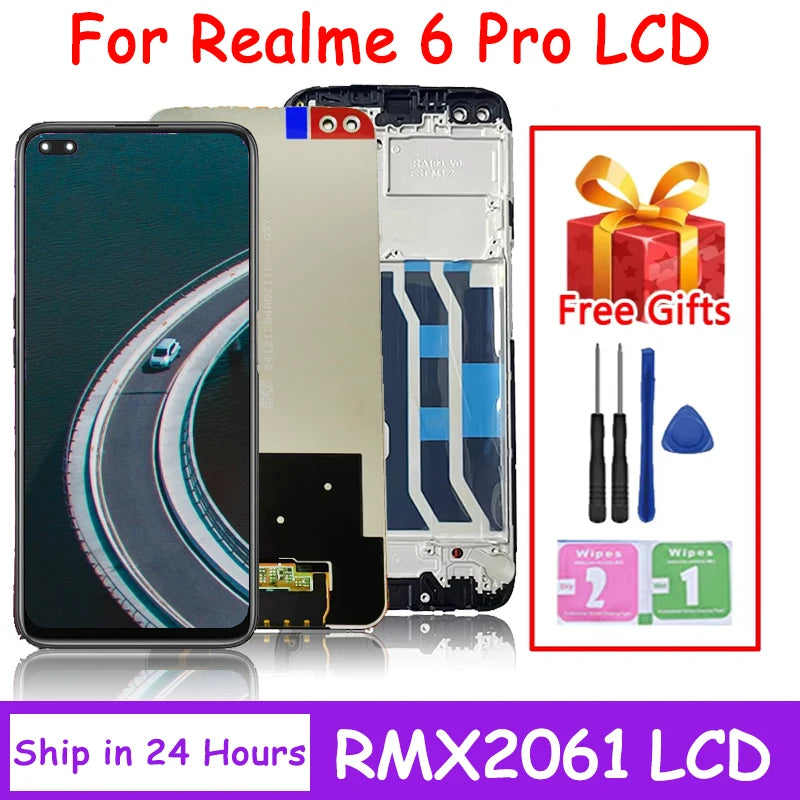 6.6"inch For Oppo Realme 6 Pro LCD Display Touch Screen Digitizer Assembly For Realme6 Pro Display RMX2061 RMX2063 Screen Oppo phone repair parts Realme phone repair parts