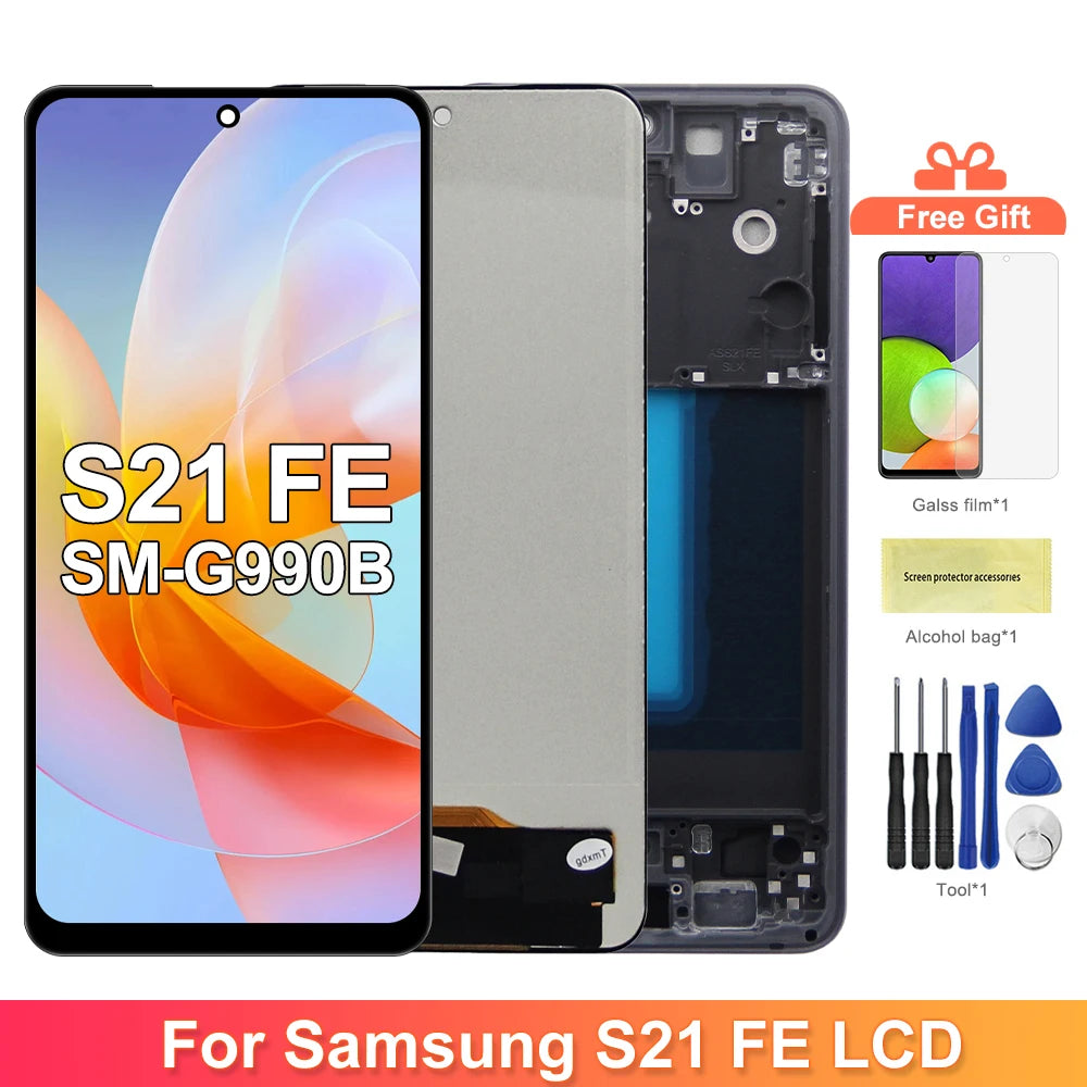 TFT S21 FE For Samsung Galaxy S21 FE LCD Display G990B G990U Display Touch Screen Digitizer Assembly Replacement Tested Samsung phone repair parts