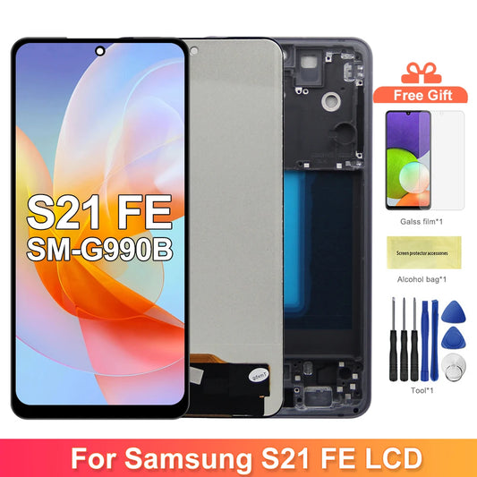 TFT S21 FE For Samsung Galaxy S21 FE LCD Display G990B G990U Display Touch Screen Digitizer Assembly Replacement Tested Samsung phone repair parts
