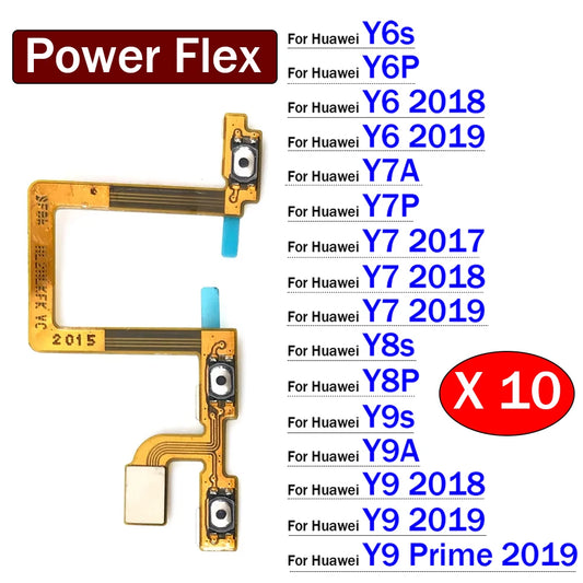 10Pcs, Power On Off Volume Side Button Key Flex Cable For Huawei Y6 Y7 Y9 Prime 2017 2018 2019 Y6s Y6P Y7A Y7P Y8S Y8P Y9S Y9A Huawei phone repair parts