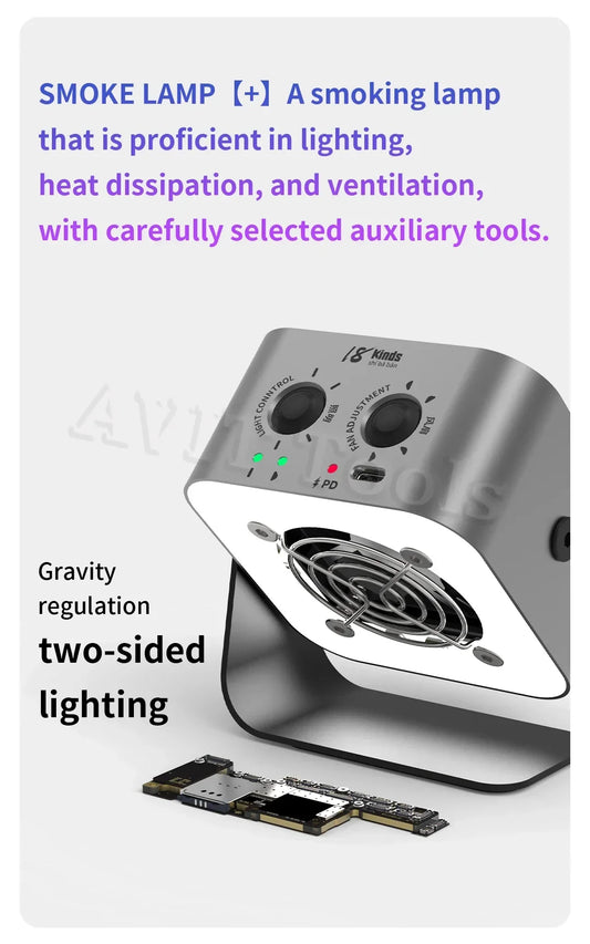 18kinds 3-in-1 Advanced Maintenance Lamp Concentrated Lighting Smoking Exhaust Fan Phone Motherboard Repair and Heat Dissipation Professional Repair Tools
