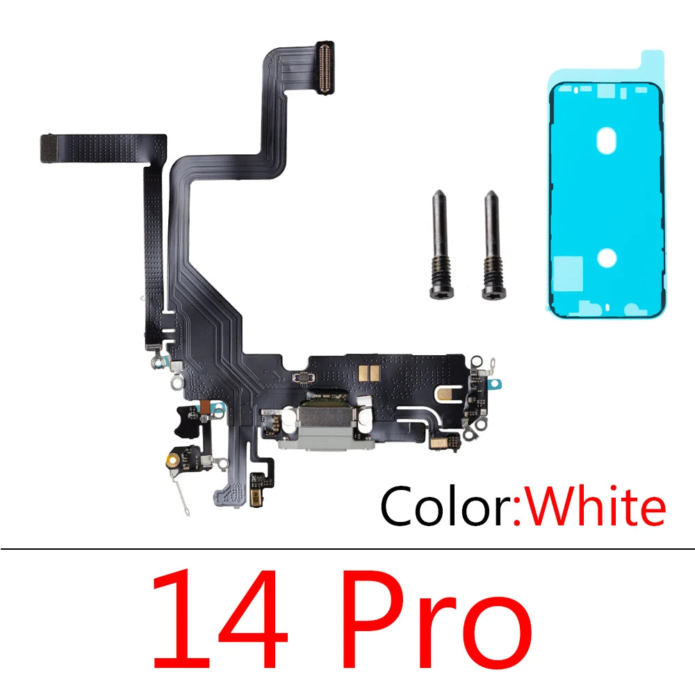 1set Charging Port Flex Cable for iPhone 14 Pro Max Plus USB Charger Dock Connector With Waterproof Microphone Ribbon Repair iPhone phone repair parts