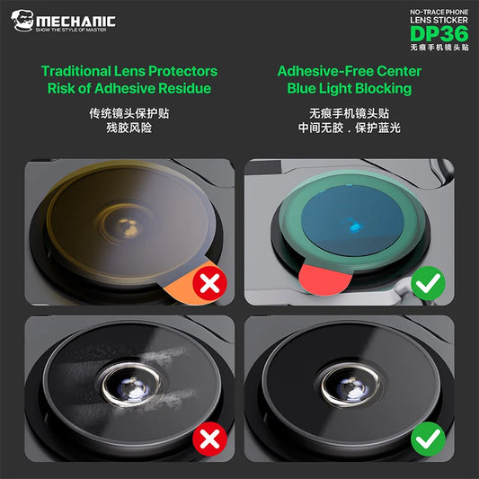 MECHANIC DP36 Invisible Mobile Phone Lens Sticker 12mm Large Size Full Coverage Anti Blue Light+Scratch Resistant Professional Repair Tools