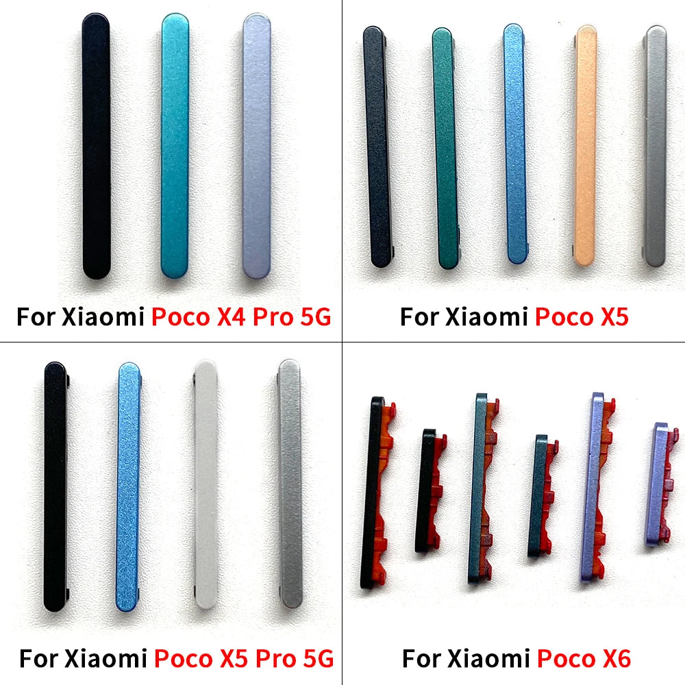 10Pcs/Lot, Side Keys Key Power and Volume Buttons For Xiaomi Poco X4 X5 X6 Pro 5G Replacement Parts  Xiaomi  Xiao mi phone repair parts