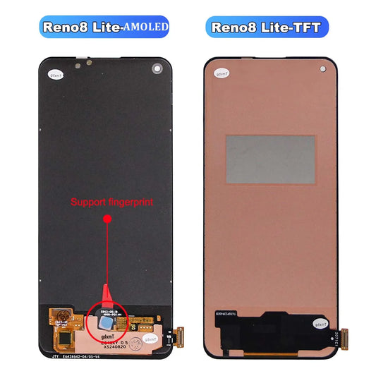 AMOLED For OPPO Reno8 Lite 8Lite LCD Display Touch Screen Digitizer Assembly For Oppo Reno8 Lite CPH2343 Display Replacement OPPO phone repair parts