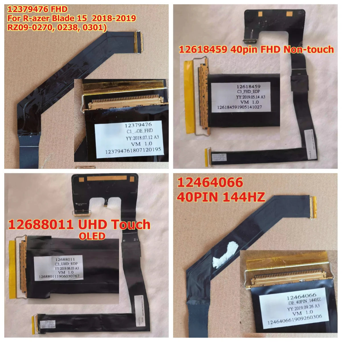 LCD/LED/LVDS Cable For Razer Blade 15 RZ09-0301/0238 RZ09-0367 12379476 12464066 12618459 12688011 144HZ UHD FHD screen cable Razer laptop repair parts
