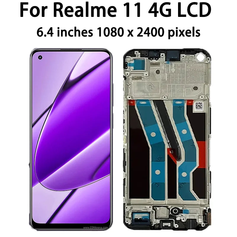 AMOLED For OPPO Realme 11 5G RMX3780 LCD Display Touch Screen Digitizer For Realme11 4G RMX3636 Display Frame  Oppo phone repair parts