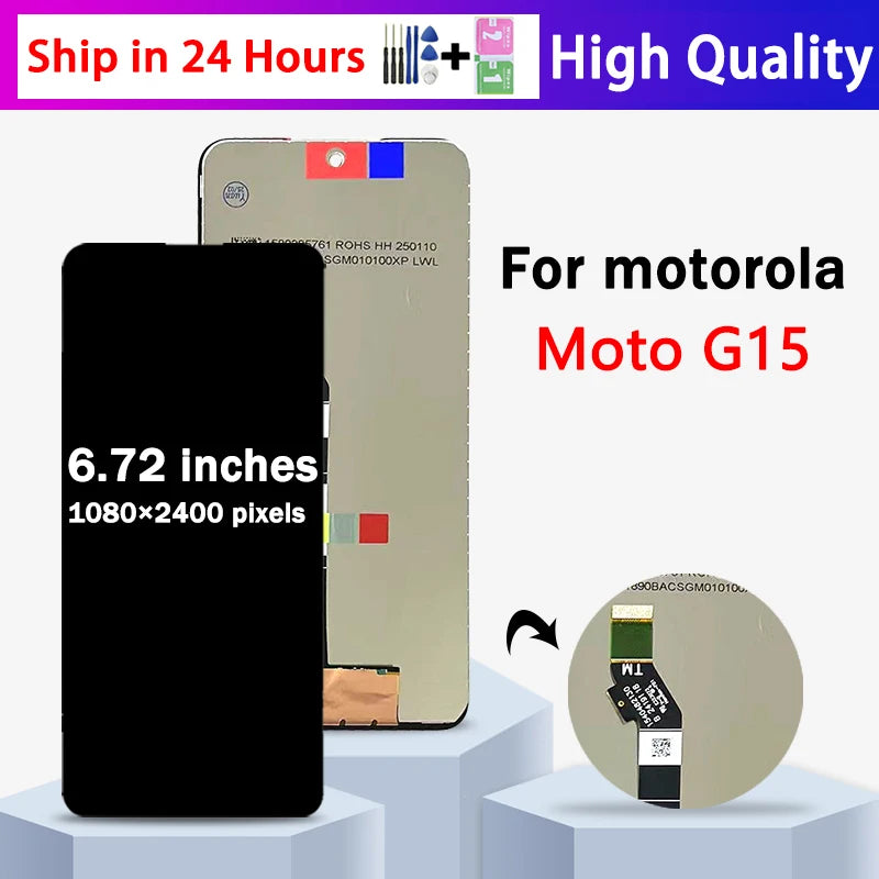 6.72" LCD For Moto G15 LCD For Motorola Moto G15 LCD Display With Frame Touch Screen Panel Digitizer Assembly Replacement Motorola phone repair parts