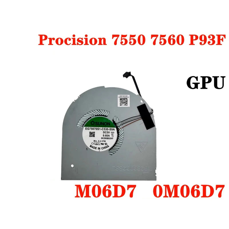 NEW ORIGINAL Laptop CPU GPU Cooling Fan For DELL Precision 7550 7560 M7550 M7560 P93F CD6WC 0CD6WC 0M06D7 M06D7 08KNVX 0X2HK8 Dell laptop repair parts