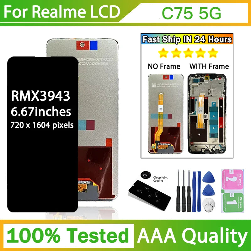 6.67" AAA+ for Realme C75 5G RMX3943 Lcd Display Touch Screen Digitizer Assembly for Realme C75 Display Replacement Oppo phone repair parts Realme phone repair parts