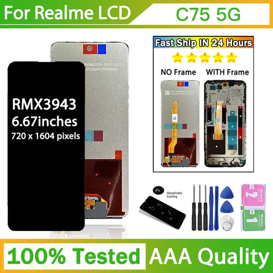 6.67" AAA+ for Realme C75 5G RMX3943 Lcd Display Touch Screen Digitizer Assembly for Realme C75 Display Replacement Oppo phone repair parts Realme phone repair parts