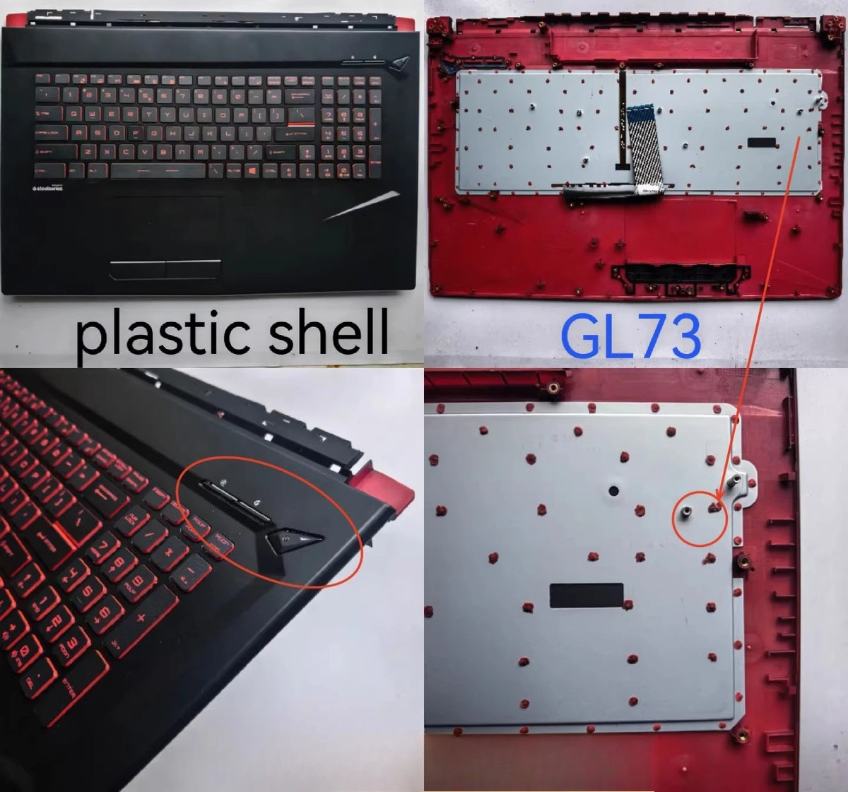 Cover case for MSI GE73 GP73 MS-17C1 17C5 17C7 17C3 WE73 Lcd back housing bezel frame upper palmrest topcase bottom hinge shell MSI laptop repair parts