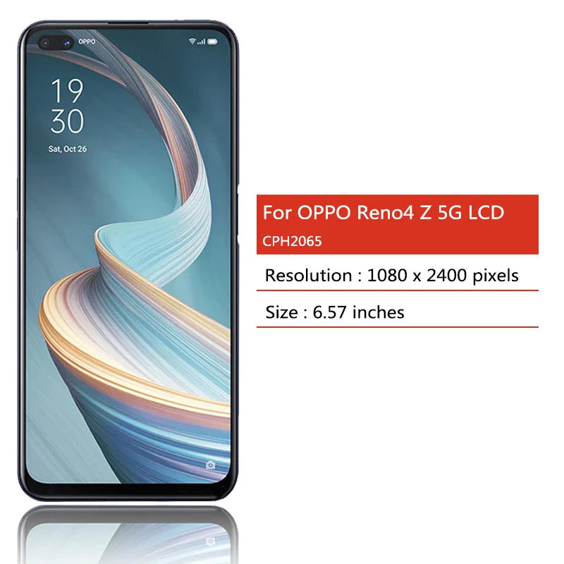 6.57"IPS LCD For Oppo Reno4 Z Reno 4Z 5G LCD CPH2065 Display Screen Frame+Touch Panel Digitizer Assembly Replacement Repair Part  Oppo phone repair parts