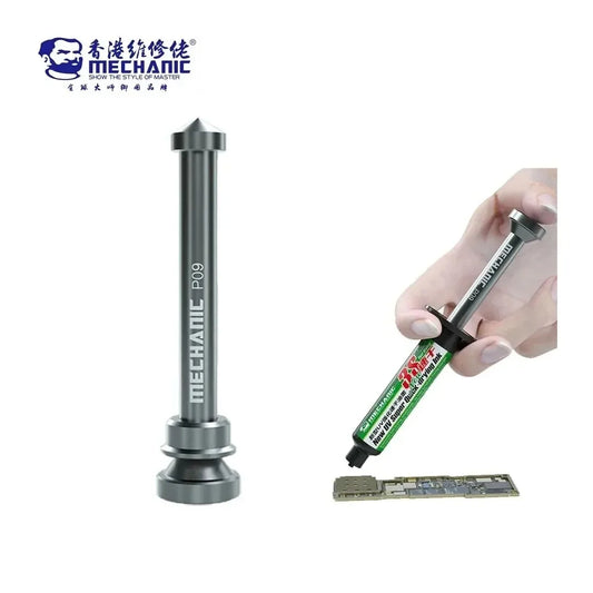 MECHANIC P09 Aluminum Alloy Tube Piston Solder Paste Flux Booster Manual Syringe Plunger Dispenser Propulsion Repair Tools Professional Repair Tools