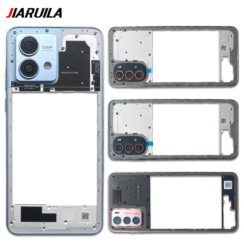10Pcs， For Motorola For Moto G22 G42 G52 G82 G84 Middle Housing Cover Frame Bezel with Lens Glass Frame Parts Motorola phone repair parts
