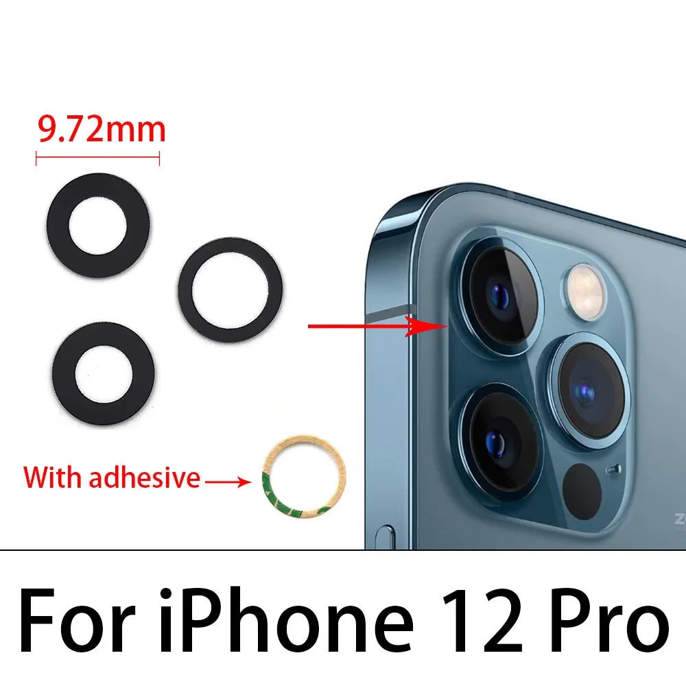 100Pcs/Lot, Rear Back Camera Glass Lens For iPhone 11 12 13 14 15 16 17 Pro Max Plus Mini With Adhesive Sticker iPhone phone repair parts