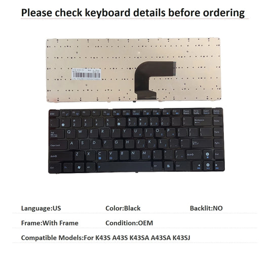 New US Language  Keyboard For ASUS K43S A43S K43SA A43SA K43SJ Notebook PC Replacement Keyboard ASUS laptop repair parts