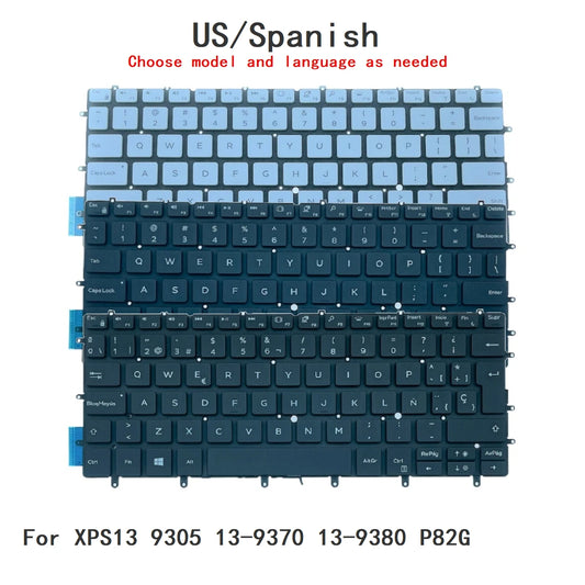 New US Spanish Language  Backlit Keyboard For Dell XPS13 9305 13-9370 13-9380 P82G 0RMCR1Dell laptop repair parts