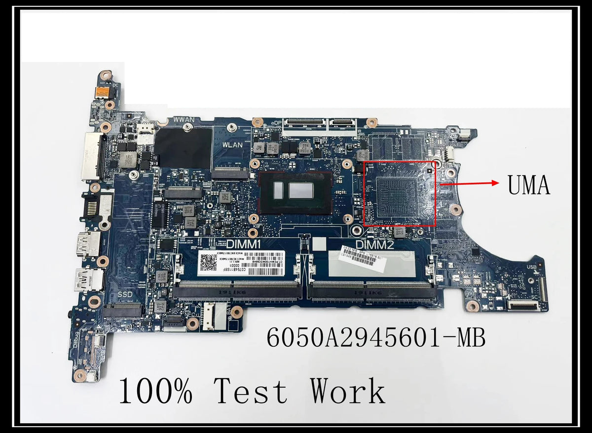 For HP Elitebook 840 G5/850 G5 Laptop Motherboard 6050A2945601-MB With  I5 I7 8TH GEN CPU UMA DDR4 100% Test Work HP laptop repair parts