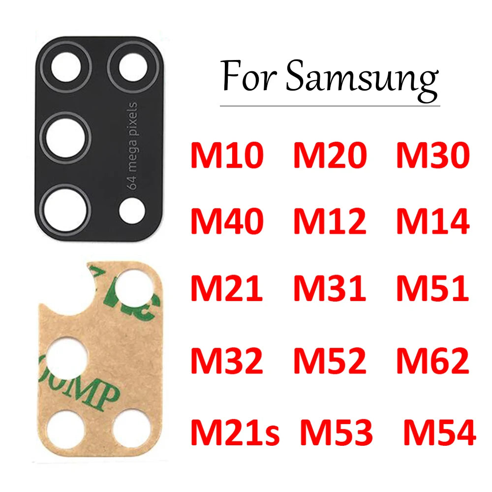 Rear Back Camera Glass Lens With Sticker For Samsung M10 M20 M30 M40 M12 M21 M21s M31 M31s M51 M32 M14 M54 M53