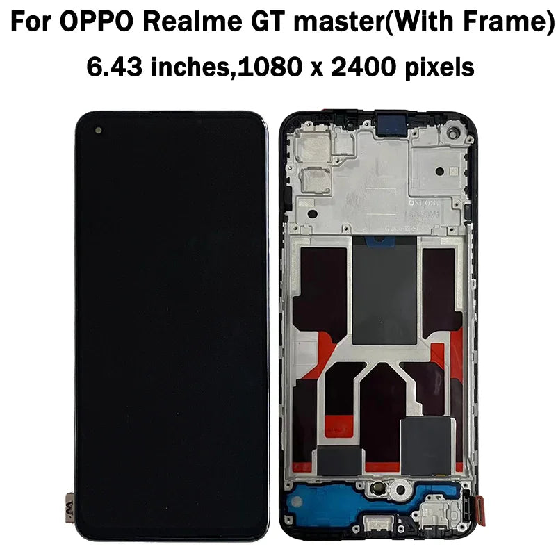 6.43" AMOLED For Oppo Realme GT 5G LCD GT Master Display Touch Panel Digitizer For Realme GT Neo Flash LCD GT Neo2T With Frame Oppo phone repair parts Realme phone repair parts