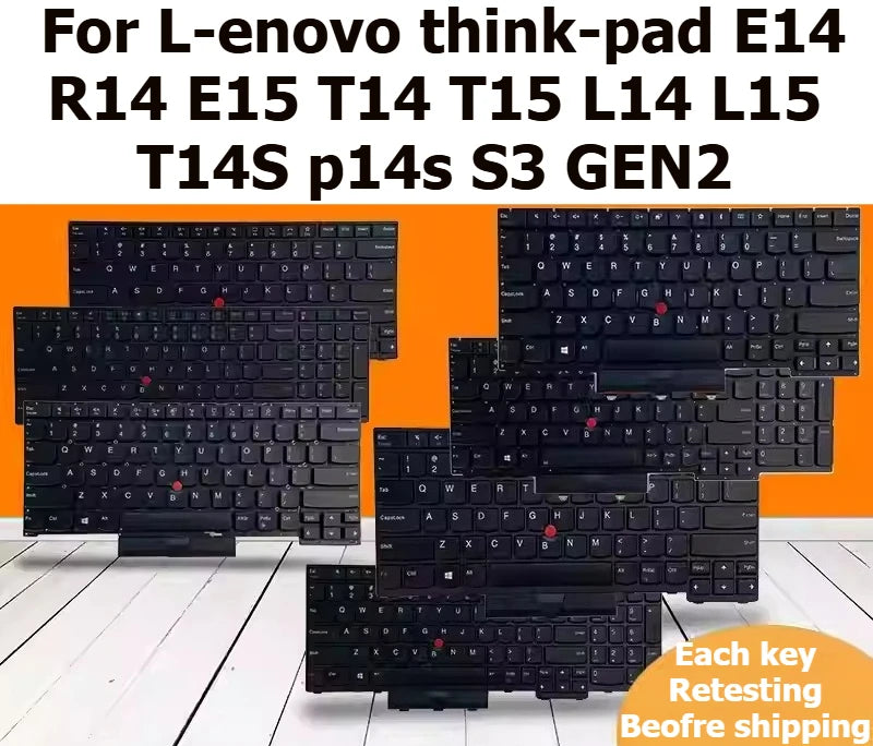 Keyboard for Lenovo  Thinkpad E14 R14 E15 T14 T15 L14 L15 T14S p14s S3 GEN2 backlight mouse stick KEYBOARD Lenovo laptop repair parts