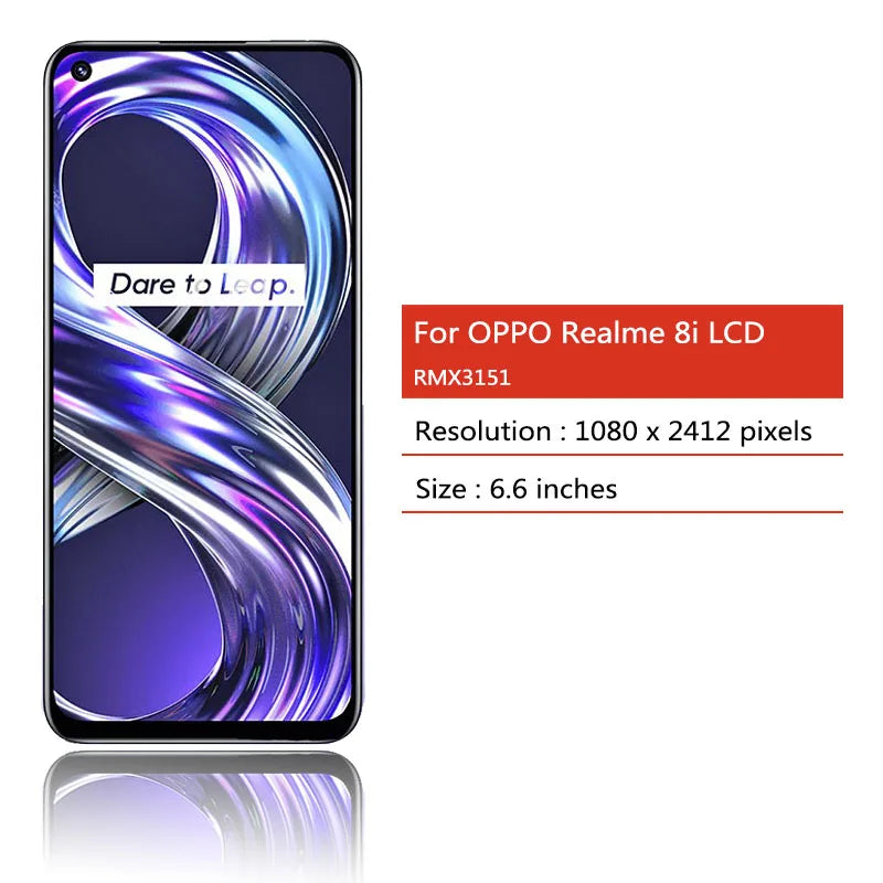 6.6''Screen For OPPO Realme 8i LCD Display WIth Frame 10 Touch Screen Digitizer Assembly  For Realme8i RMX3151 LCD Replacement Oppo phone repair parts Realme phone repair parts