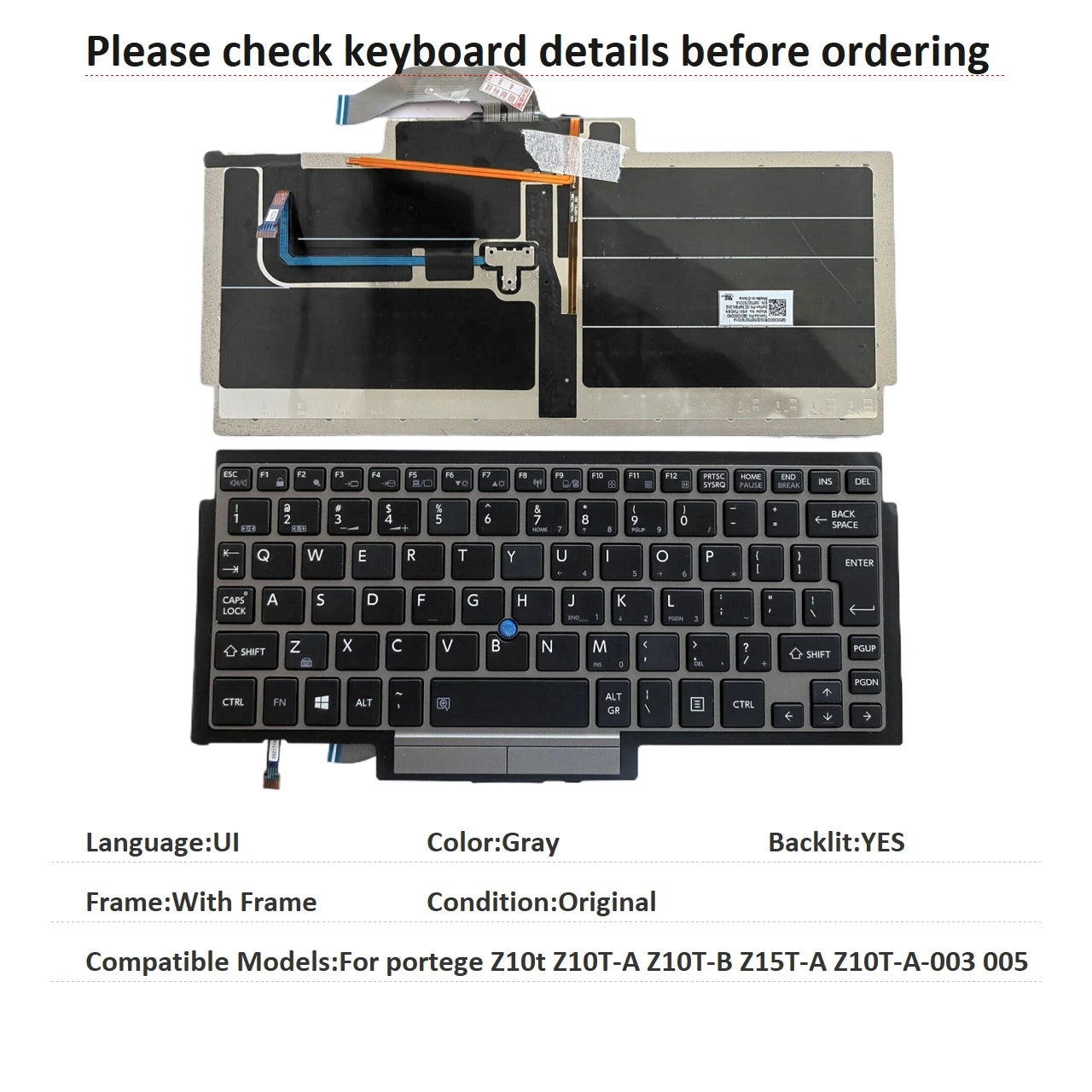 New UI Language  Backlit Keyboard For Toshiba portege Z10t Z10T-A Z10T-B Z15T-A Z10T-A-003 005 Notebook PC Replacement Keyboard