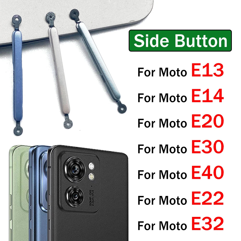New For Motorola Moto E13 E14 E20 E30 E40 E22 E32 Side Power Key + Volume Button Replacement Parts Motorola phone repair parts