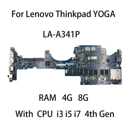 LA-A341P Laptop Motherboard For Lenovo Thinkpad YOGA With CPU i3 i5 i7 4th Gen RAM 4G 8G 04X5232 00HT127 04X5233 Lenovo laptop repair parts