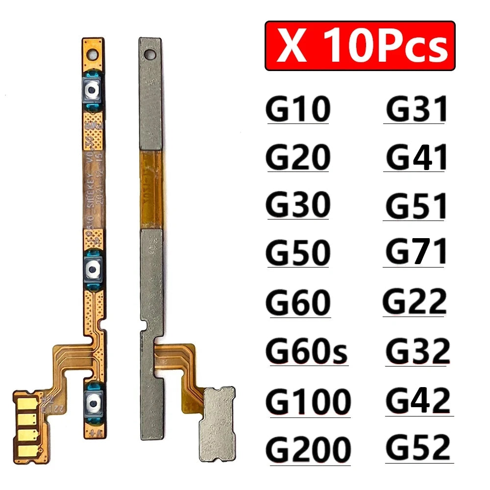 10Pcs, Volume Power Switch On Off Button Flex Cable For Moto G10 G20 G30 G100 G200 G50 G60 G60s G31 G51 G22 G32 G52 G41 G71 5G Motorola phone repair parts
