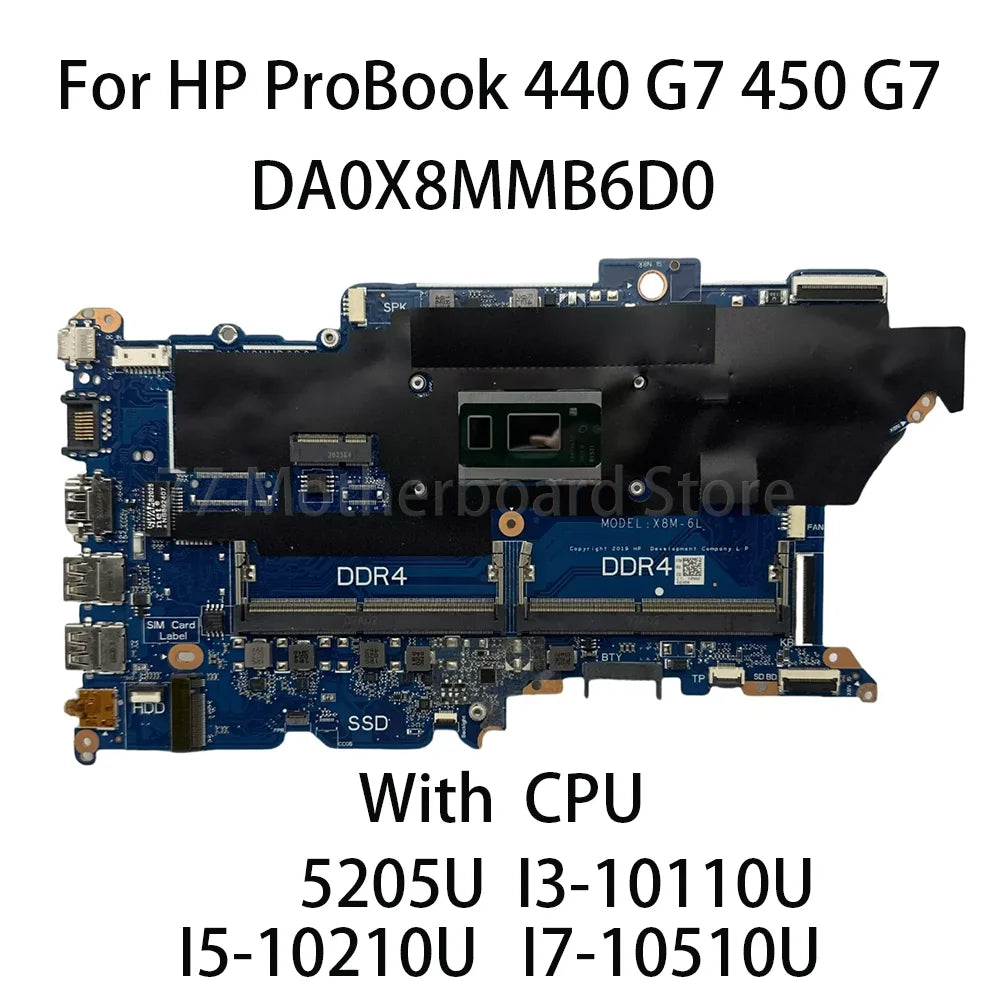 Laptop Motherboard For HP ProBook 440 G7 450 G7 Mainboard With 5205U I3 I5 I7 10th DA0X8MMB6D0 L78085-601 L78087-601 L78086-601 HP laptop repair parts