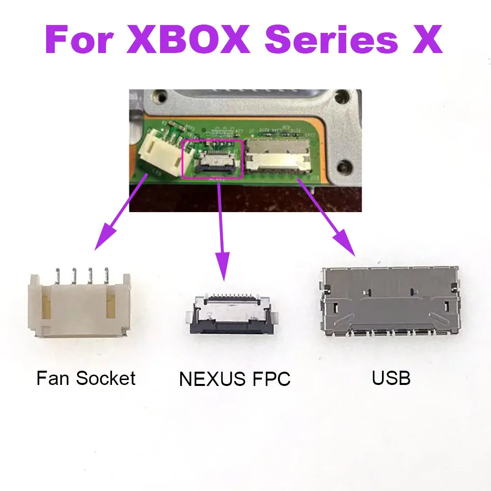 1-5PCS For Xbox Series X Power / Eject Button Flex Cable Connector For NEXUS & USB Cooling Fan FPC Socket Repair Part Game console repair parts