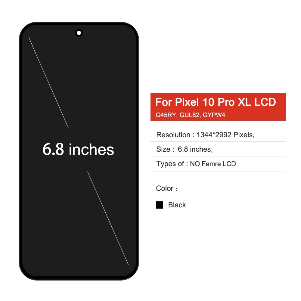 6.8'' For Google Pixel 10 Pro XL LCD Display Screen Touch Panel Digitizer Replacement Parts Pixel 10 Pro XL WithFingerprint Google phone repair parts