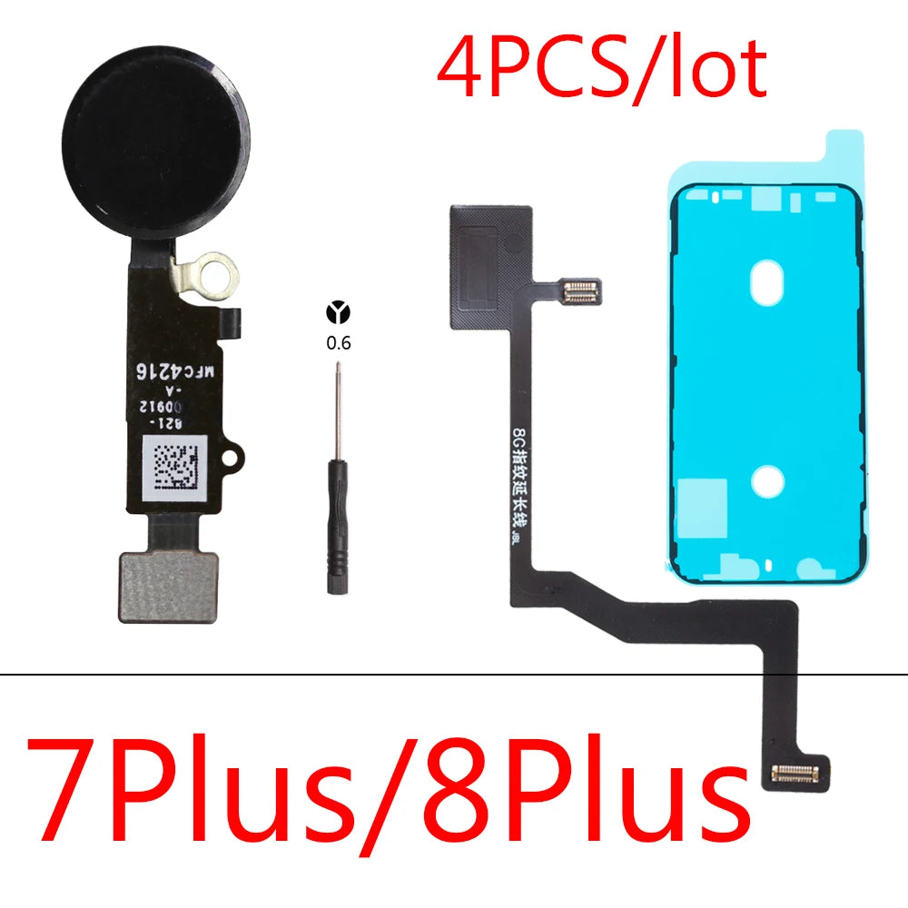1set For iPhone 7 8 Plus Waterproof+ Universal Home Button + Home Touch ID Return Fingerprint Button Motherboard Connector Flex iPhone phone repair parts