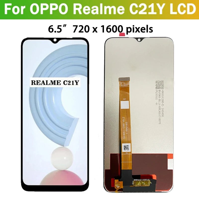 6.5" Screen For Oppo Realme C21Y RMX3261 LCD Display Touch Screen with Frame For Oppo C21Y RMX3263 LCD Replacement Oppo phone repair parts Realme phone repair parts
