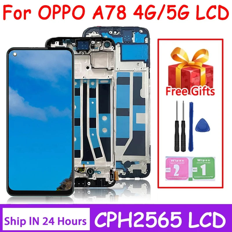 A78 Display Screen For Oppo A78 5G CPH2483 CPH2495 LCD Display Screen+Touch Panel Digitizer For Oppo A78 4G CPH2565 LCD Oppo phone repair parts Realme phone repair parts