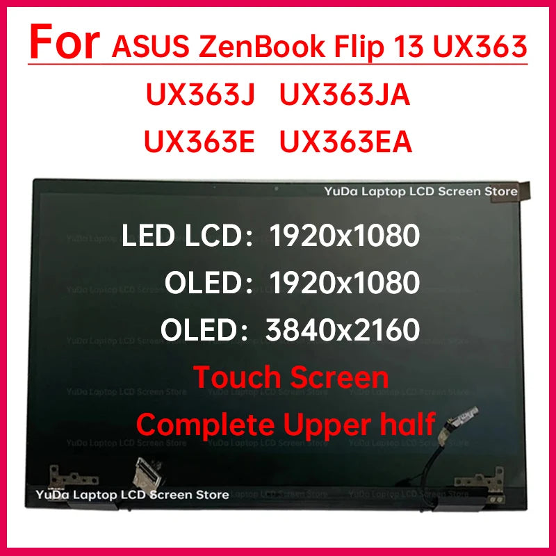 13.3" Laptop LCD Touch Screen For Asus ZenBook Flip UX363 UX363J UX363E UX363EA Display Complete assembly Replacement Upper half ASUS laptop repair parts