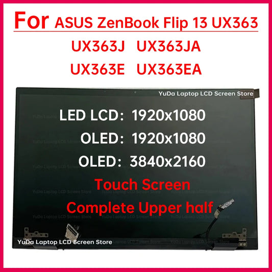 13.3" Laptop LCD Touch Screen For Asus ZenBook Flip UX363 UX363J UX363E UX363EA Display Complete assembly Replacement Upper half ASUS laptop repair parts