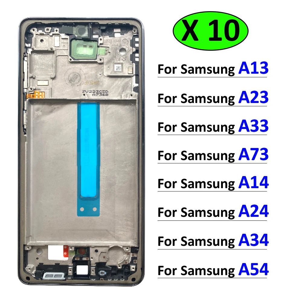 10Pcs, Middle Frame For Samsung A13 A14 A23 A24 A34 A54 A33 A73 4G 5G Front Frame Housing Bezel Repair Parts Samsung phone repair parts