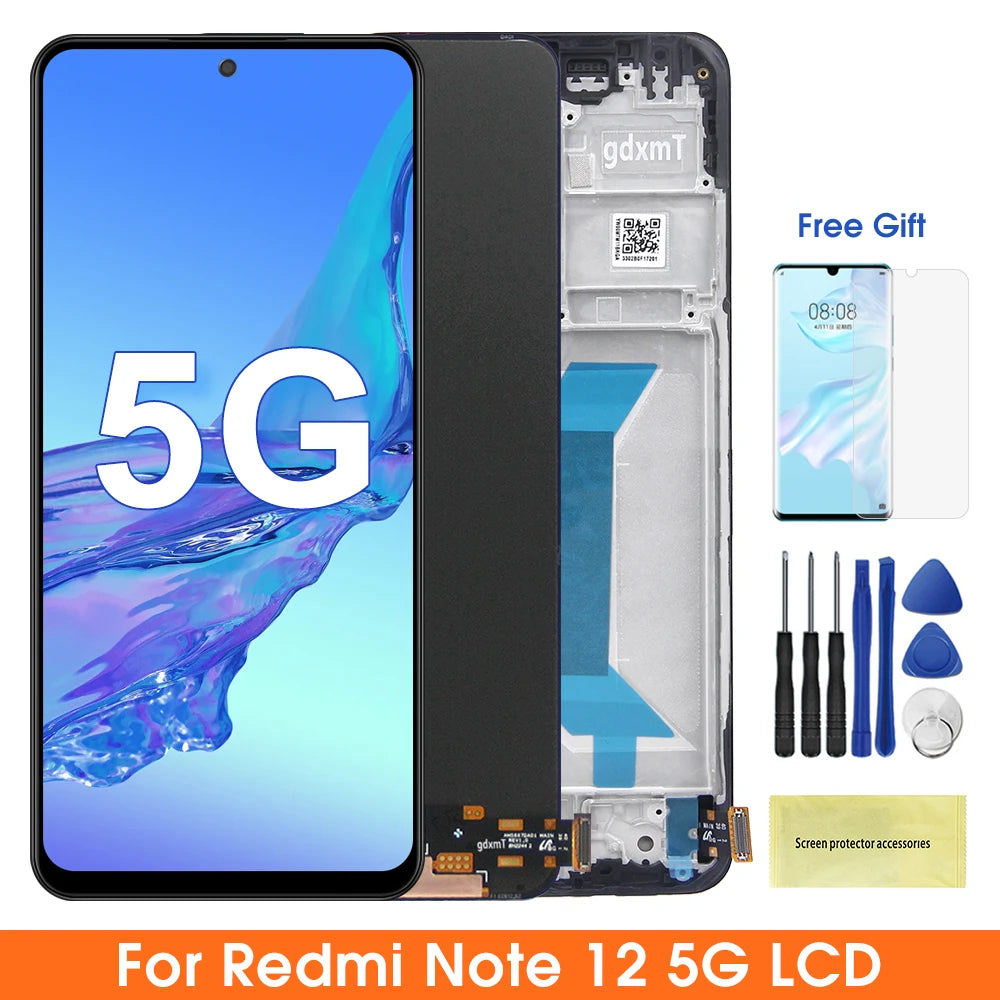 AMOLED For Xiaomi Redmi Note 12 LCD Touch Screen Digitizer For Redmi Note12 5G 22111317I, 22111317G Screen Display Replacement Xiaomi phone repair parts