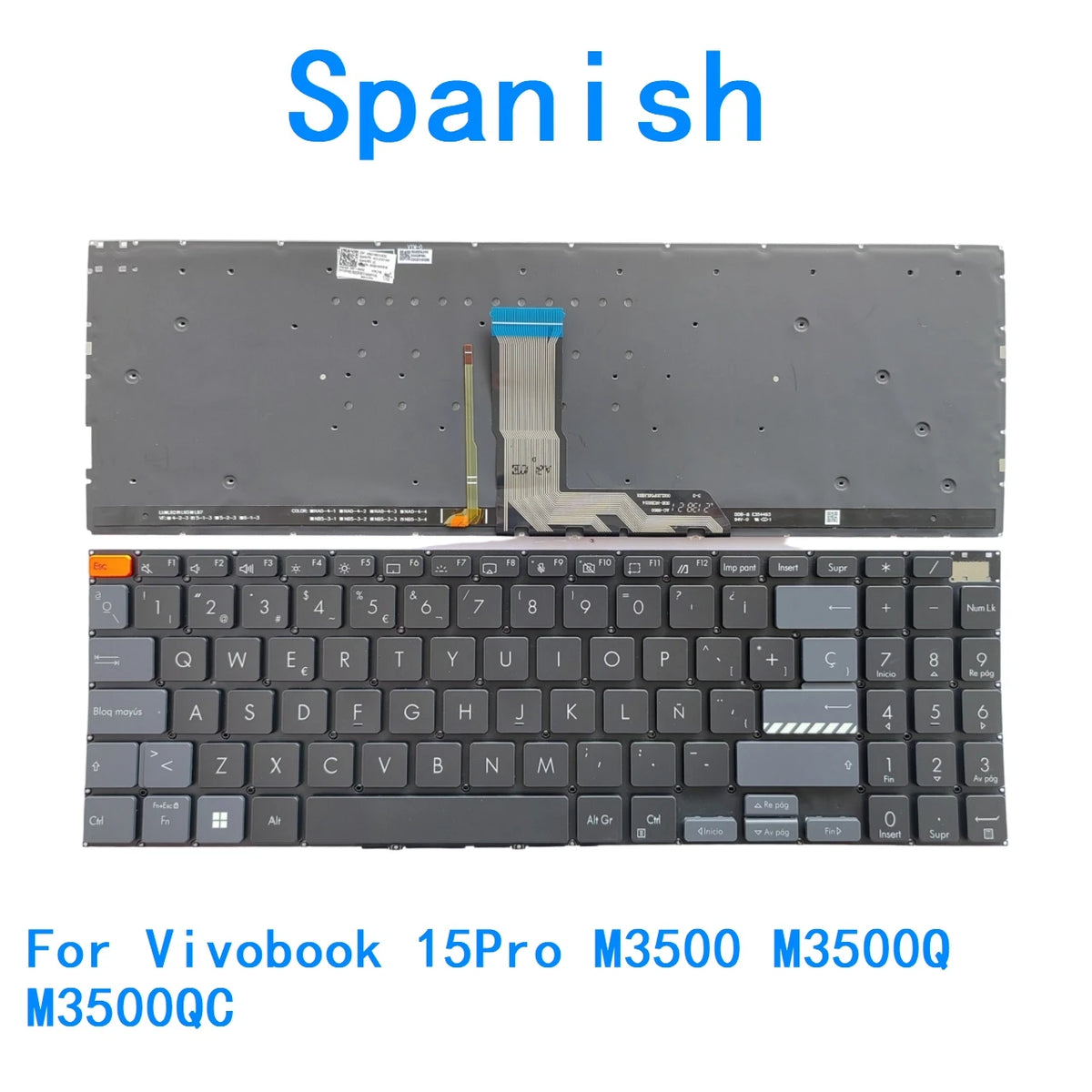 New Spanish Language  Backlit Keyboard For ASUS Vivobook 15Pro M3500 M3500Q M3500QC Notebook PC Replacement Keyboard ASUS laptop repair parts