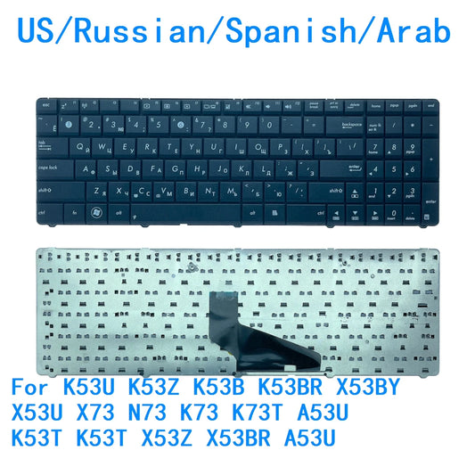 New US Russian Spanish Arab Keyboard For ASUS K53U K53Z K53B K53BR X53BY X53U X73 N73 K73 K73T A53U K53T K53T X53Z X53BR A53U ASUS laptop repair parts
