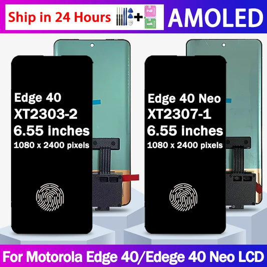 6.55"AMOLED For Motorola Edge 40 Neo XT2307-1 LCD Display Touch Screen with Fingerprint For Moto Edge40 XT2303-2 Display Motorola phone repair parts